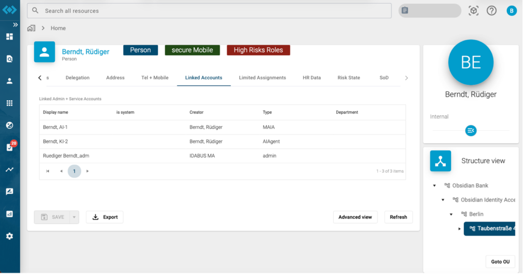 Menüstruktur IDABUS-Software